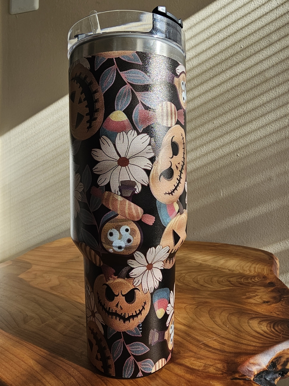 Halloween Pumpkin and Daisy Tumbler with Straw - Picture 5 of 6